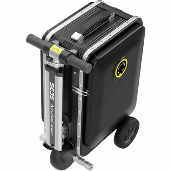 صورة حقيبة سفر ذكية كهربائية – قابلة للركوب بعجلات من نحمة الالعاب - اسود